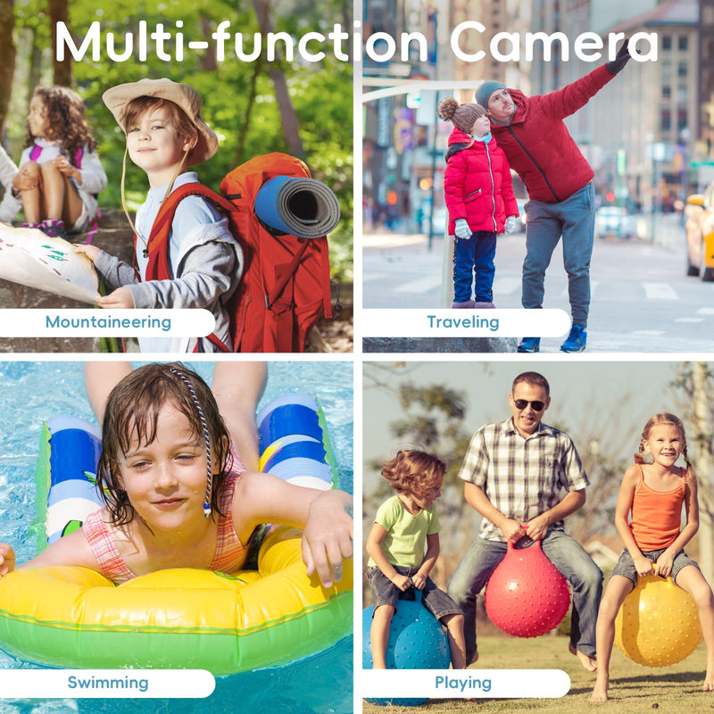 Maxmango D70 4K Underwater Digital Camera - 48MP 10FT Waterproof Camera for Snorkeling - Dual Screen Selfie Compact Floatable Camera with 16GB Card - Point and Shoot Digital Cam 1200mAh Battery -Blue Blue