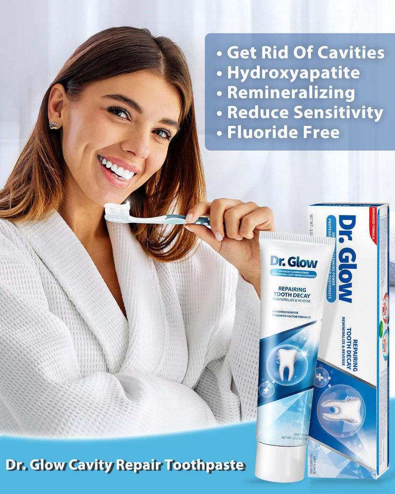 Dr. Glow Adult Cavity Repair Toothpaste, Cavity Reversing Hydroxyapatite Toothpaste, Cavity Filler for Tooth Remineralization, Tooth Decay Treatment Repair, Enamel Repair Cavity Remover, 3.52oz X 2 3.52 Ounce (Pack of 2)