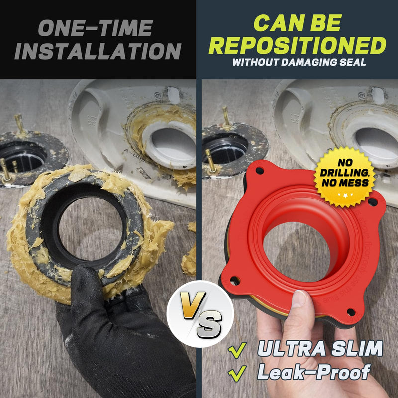 boeemi Toilet Flange Repair Kit with Elastic Wax Ring TF02-RI- Premium Toilet Seal and Gasket Replacement (with Sealing Caulk Tape) TF02-RI Flange Kit