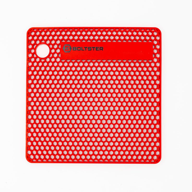 Boltster Original Fastener Organizer Tray – Professional Silicone Bolt & Screw Organizer for Mechanics, Automotive, Industrial, & DIY – Heat & Chemical Resistant Tool Tray for Bolt Organization Red