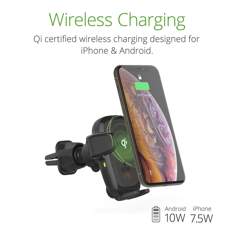 iOttie Auto Sense Qi Wireless Car Charger + Extra Mounting Base - Automatic Clamping Wireless Charging CD & Air Vent Phone Mount for Google Pixel, iPhone, Samsung Galaxy, Huawei, LG, & Smartphones Auto Sense Air Vent/CD Mount + Dashboard Mounting Base