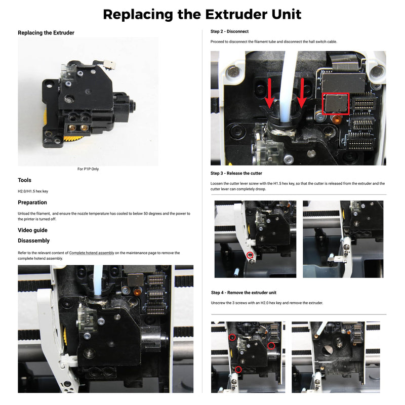 ENOMAKER Bamboo Lab P1 Extruder Unit for P1P,P1S 3D Printer,High-Extrusion Force Stainless Steel Dual Gear with Filament Break Detection,Anti-Slip Complete Toolhead Extruder Assembly Replacement Parts P1 series Extruder