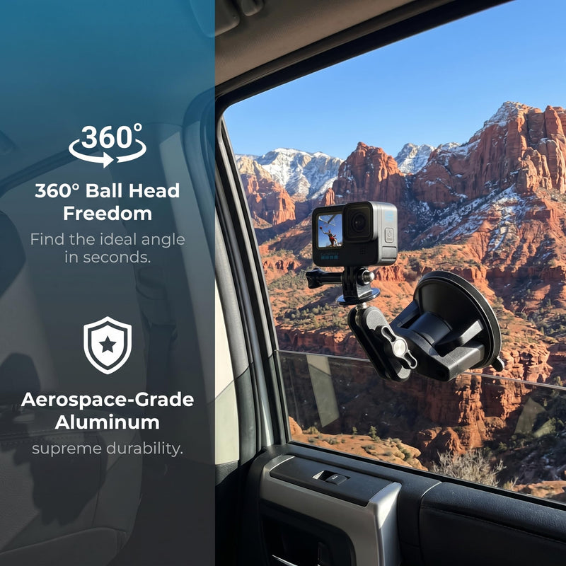 For Dji Osmo Pocket 3 Car Mount, for Xtra Muse Car Mount Suction Cup | Car Camera Mount, Windshield Window Dash Mount, for DJI Osmo Pocket 4 3 2 Action 6 5 Pro 4 GoPro 13 12 11 10 9 Insta360 X5 X4