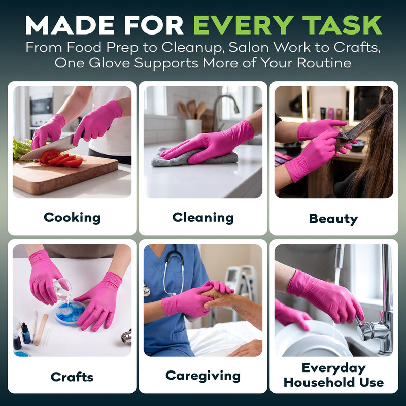 FifthPulse Fuchsia Hot Pink Nitrile Disposable Gloves -3 Mil Medical Exam Nitrile Gloves -Powder and Latex Free Medium 200