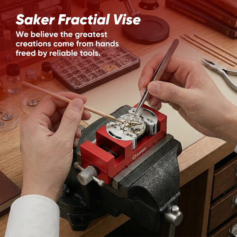 Saker Fractal Vise-Mini Vice Clamp- Bench Vice/Drill Press Vise, Self-Adjusting Aerospace-grade Aluminum Alloy&Heavy-Duty CNC Machined for Jewelry Making, DIY, Woodworking, and Repair Red