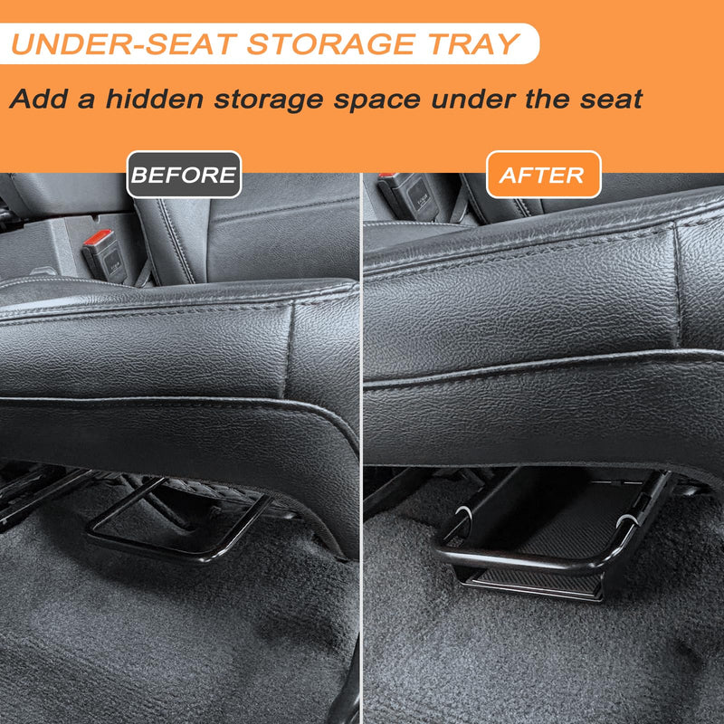 JKCOVER Front Under Seat Storage Organizer Tray Compatible with Jeep Wrangler JL/JLU 2018-2021 2022 2023 2024 2025 and Jeep Gladiator JT Truck 2020-2023 2024 2025 Hidden Accessories （Patented Design） under seat tray
