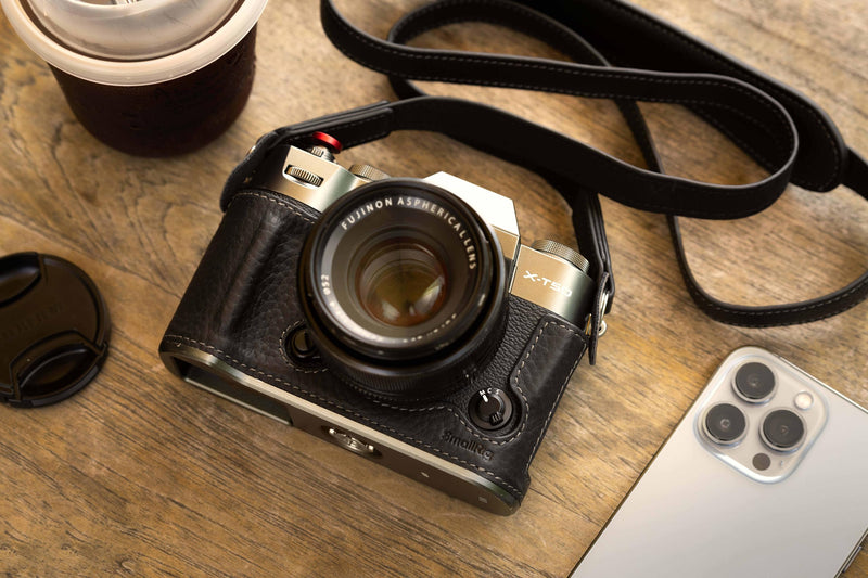 SMALLRIG X-T50 Half Leather Case Kit with Shoulder Strap, Retro Style Leather Camera Half Case with Aluminum Alloy Frame for FUJIFILM X-T50 (Black) - 4709 Black
