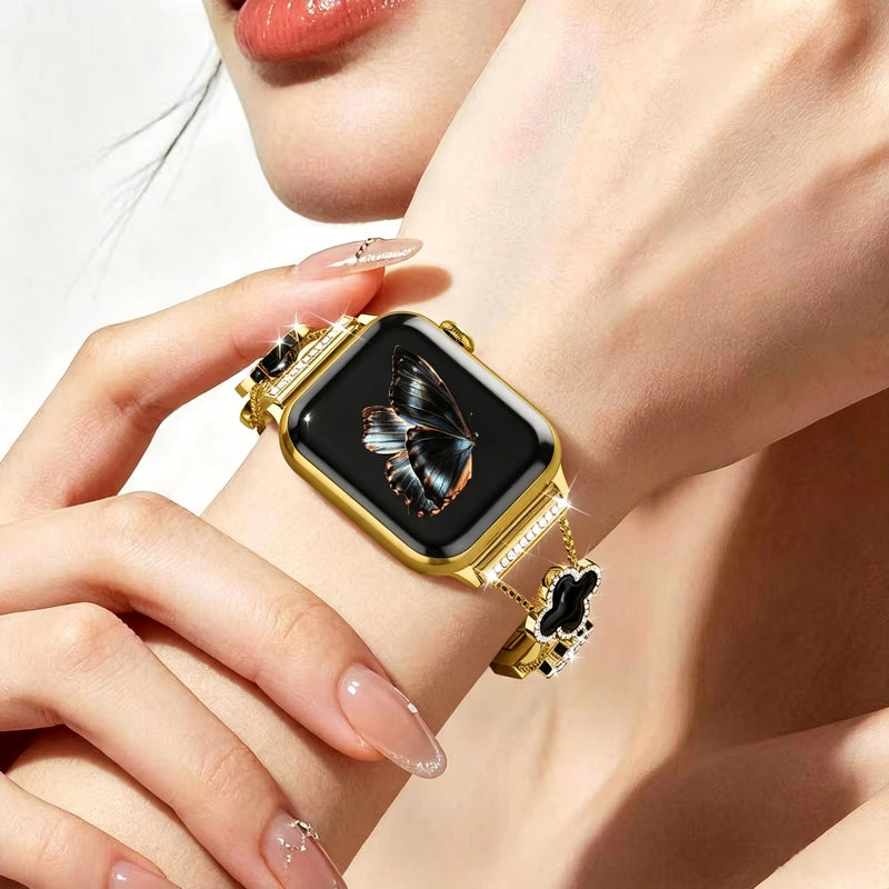 Bling Metal Band Compatible with Apple Watch Bands for Women 41mm 40mm 38mm 42mm 46mm 49mm 45mm 44mm,Adjustable Designer Cute Stylish Strap for iWatch Series11/10/9/8/7/6/5/4/3/2/1/SE/Ultra A-Gold/Black 41/40/38/42mm(Series 10/11)