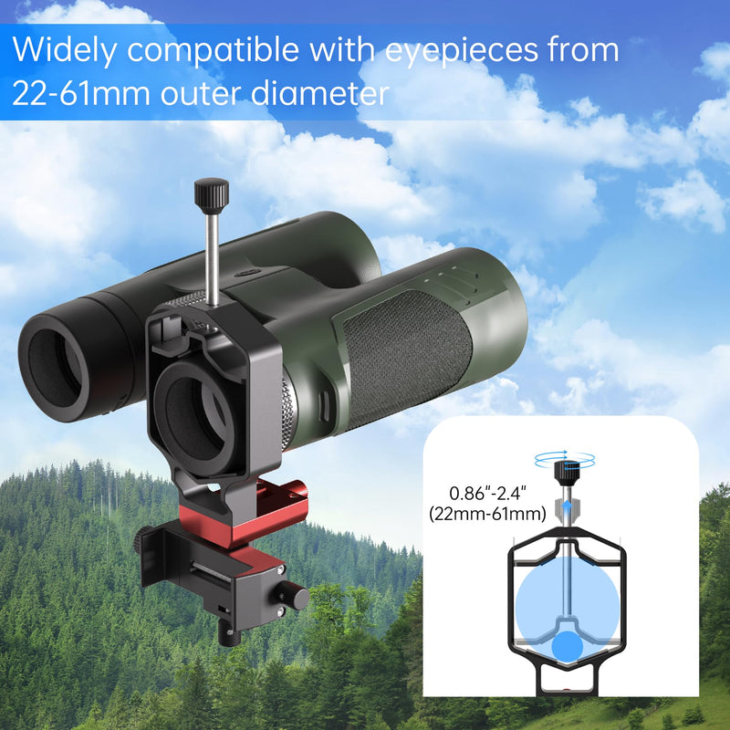 Digiscoping Spotting Scope Phone Adapter - 3-Axis Universal Fine Tuning Metal Smartphone Holder Mount for Spotting Scope Monocular Binos Microscope/Attach Cell Phone Camera's Lens for Bird Watching