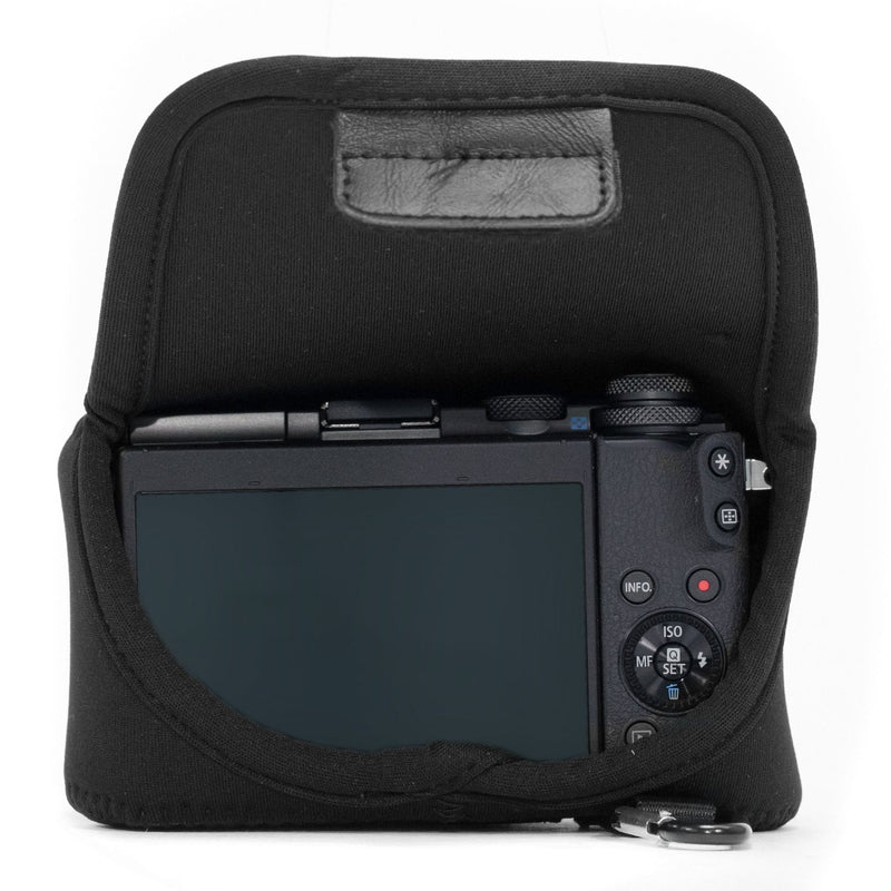 MegaGear Olympus PEN E-PL9, E-PL8 Ultra Light Neoprene Camera Case, with Carabiner - Black - MG1017
