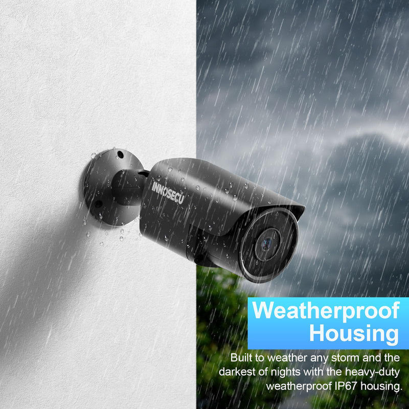 UltraHD 12MP PoE Camera, IP Security Surveillance Bullet Camera for Outdoor Indoor, Waterproof IP67, Built-in Mic, 2.8mm Lens Wide Angle 110 °, Human/Vehicle Detection, INB12LR37E-B (Black) BLACK