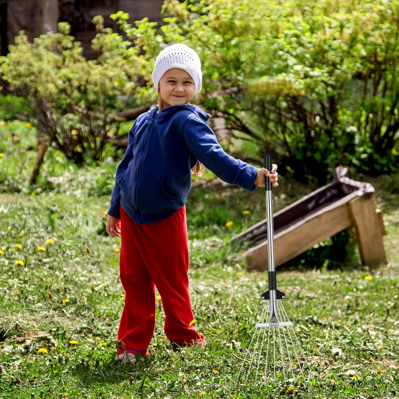 Toyandona Telescopic Leaf Rake Adjustable Retractable Lawn Rake for Leaves and Grass with Lightweight Anti-Skid Handle Garden Yard Tool 28.34In