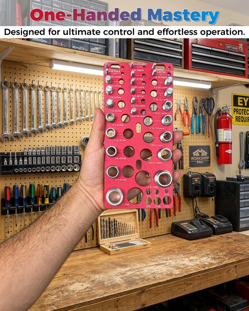 62-Piece Nut and Bolt Thread Checker - 25 Inch & 25 Metric Thread Gauges + 12 Drill Bit Sizers, Heavy-Duty Aluminum & Steel Bolt Size Finder, High-Precision Screw Identifier Tool (Red & Blue)