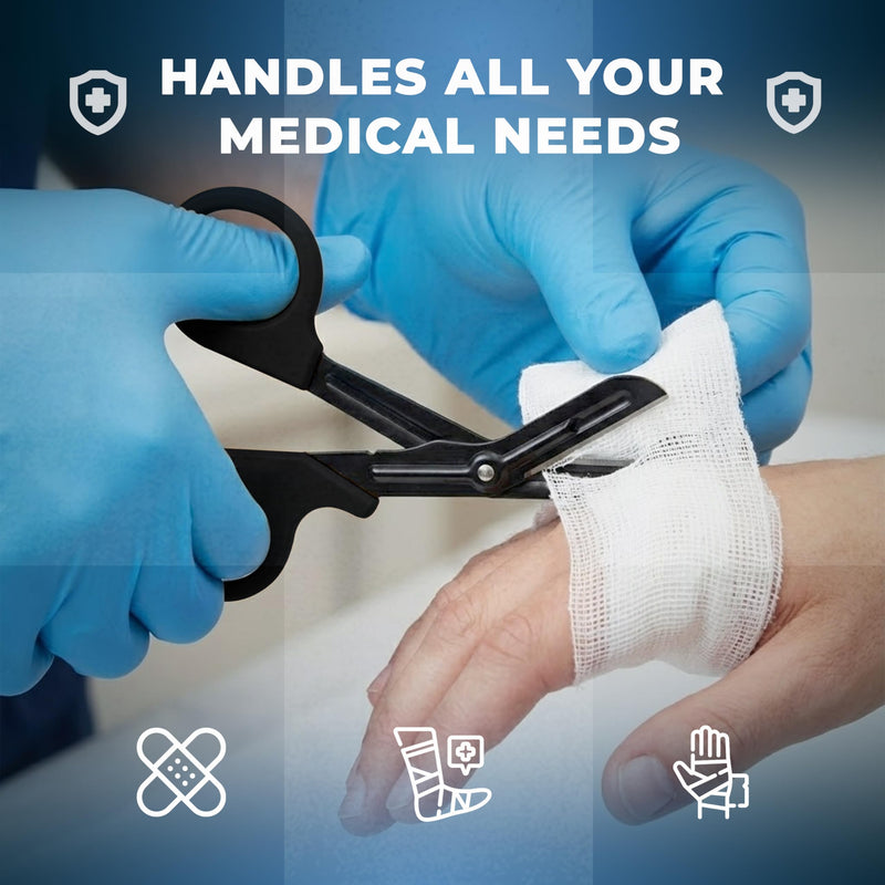 ArmorMason - EMT Trauma Shears For Nurses - Medical Bandage Scissors With Stainless Steel Blades - Professional Grade Scissors For Nurses, Doctors & First Responders (Black) Black