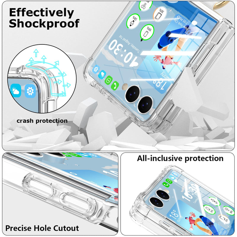 Designed for Samsung Galaxy Z Flip 8 Case Clear with Ring | Anti-Fall Shockproof Protective Phone Cover Case for Z Flip 8 Case 5 G Clear