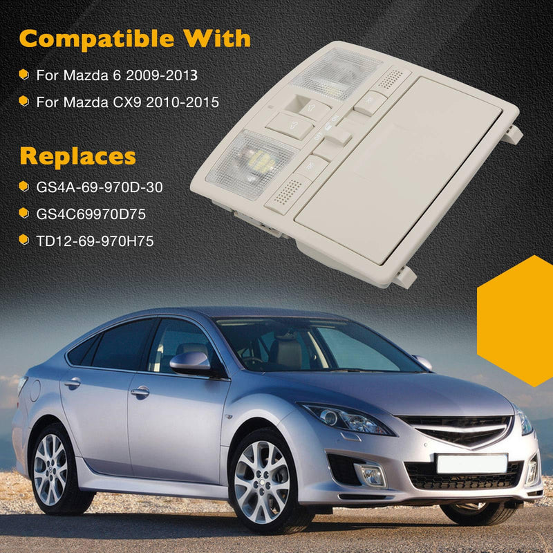 Overhead Console Reading LED Light Console Replacement for Mazda 6 2009-2013, CX9 2010-2015, Upgraded Version Sunroof Switch Console Replace# GS4C-69-970D-30, GS4C69970D75