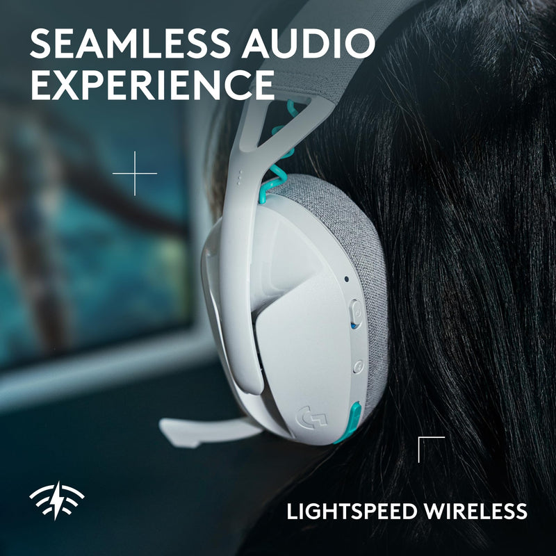 Logitech G321 Lightspeed Wireless Gaming Headset - White | Dynamic Comfort and fit, 16 kHz Boom mic, 20+ hrs Battery, for PC