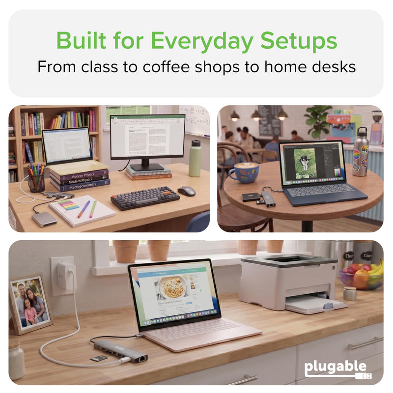 Plugable USB C Hub Multiport Adapter: 9-in-1 with 140W PD Charging, 4K 60Hz HDMI, 10Gbps Data Transfer, Gigabit Ethernet, SD for USBC, USB4, Thunderbolt MacBook, Windows, Chromebook (USBC-9IN1E)
