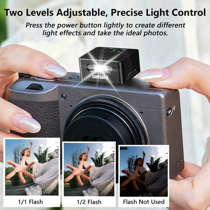 Mini Camera Flash-CF3 Manual Mini Flash,GN5, Aluminum Hot Shoe Flash Speedlight for Ricoh GR3/Sony ZV1/Fuji/Canon/Nikon for Film Camera/DSLR.(Black)