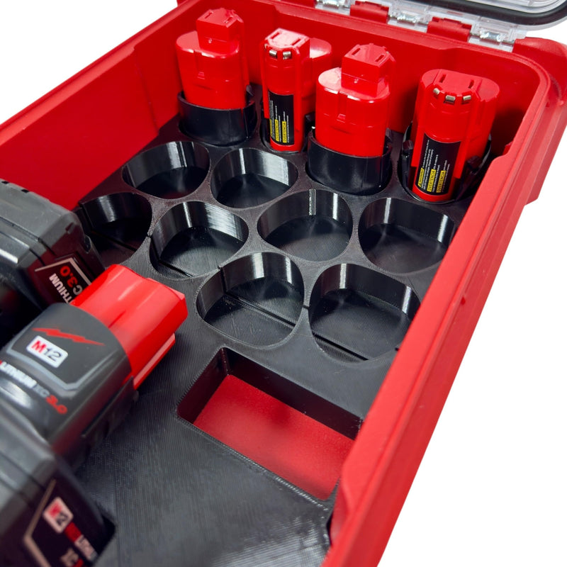 M12 Battery Organizer for M12 Batteriees and Milwaukee Packout Compact Organizer Model 48-22-8435