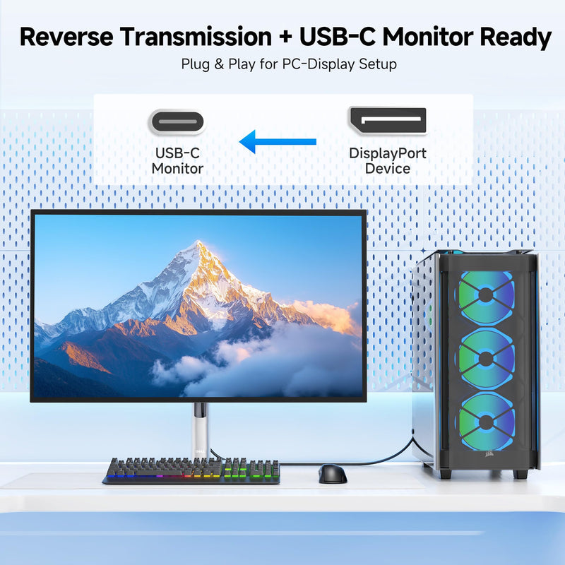 Cable Matters 40Gbps Bi-Directional USB-C to DisplayPort 2.1 Cable - 1.8m / 6ft, DP40 (UHBR10), 8K@120Hz / 4K@480Hz, DisplayPort to USB C Cable for DP Alt Mode Devices (No Power Delivery)