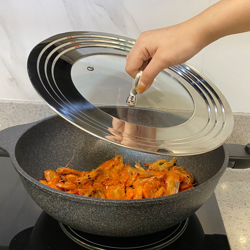 Stainless Steel Universal Lid for Pots, Pans and Skillets-Fits 7" to 12" Replacement Frying Pan Cover and Cast Iron Skillet Lid
