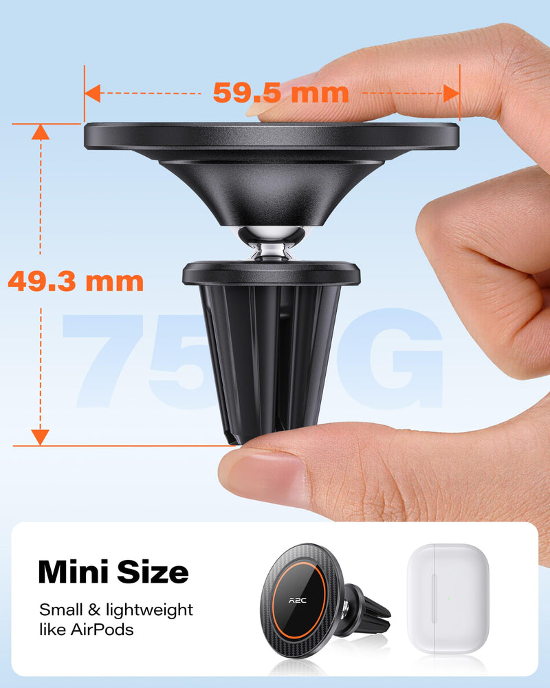 A2C for MagSafe Car Mount, One-Piece Magnetic Phone Holder for Car Vent | No Assembly,17 N54 Magnets,Silicone-Coated Metal Clips,One-Hand Operation,360°Adjustable Vent Phone Holder for Magsafe iPhone 1 Pack
