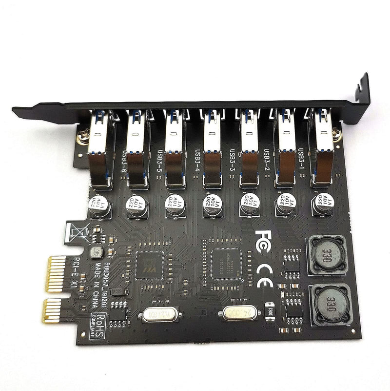 DEVMO USB 3.0 PCI-E Expansion Card 7 Ports USB 3.0 Hub Adapter External Controller PCI Express Extender Adapter Card for Desktop