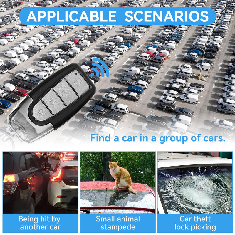 WHALETAIL Universal 12V 20W Car Security Horn Vehicle Alarm Security Protection System, Auto Car Alarm Device, Sensitivity Anti Theft Car Alarm System, Loud Horn Car Alarm System with 2 Remote 6 Tone