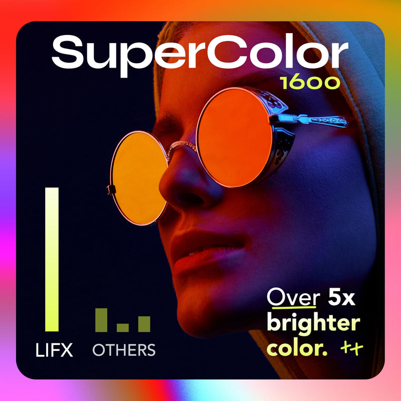 LIFX Supercolor A21 Smart Light Bulb, 1600 Lumens 100W Equivalent, Color Changing RGB + Tunable White, Dimmable E26, Matter Compatible, Works with Apple HomeKit, Alexa & Google Home, No Hub Required