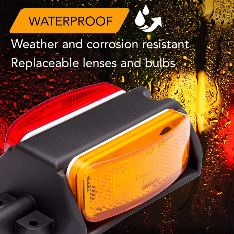 Lumitronics Pre-Wired Fender Clearance Trailer Lights Assembly (Amber/Red) - Left and Right Left & Right
