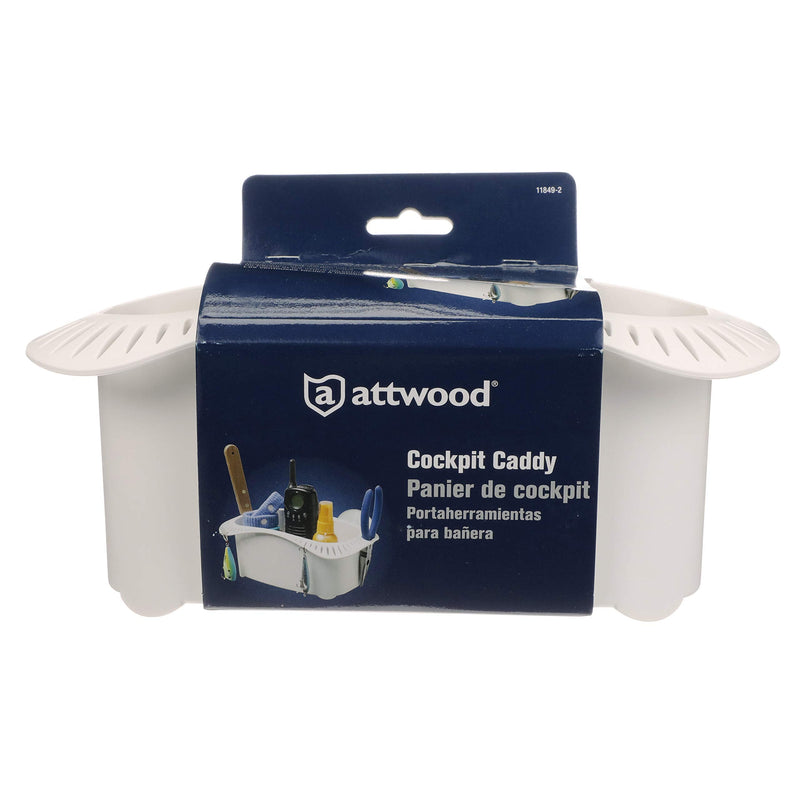 Attwood 11849-2 Cockpit Caddy, Holds Fishing Gear and Personal Items, Slots for Over 22 Lures, White Plastic One Size