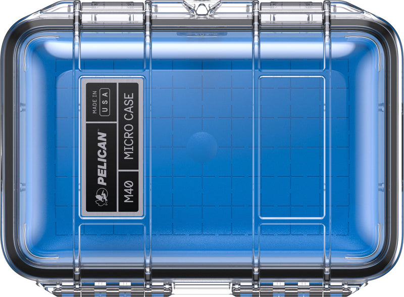 Pelican M40 Micro Case (Blue/Clear) | Watertight O-ring seal with dual latches and padlock hole for smartphones, hand tools and electronics Blue/Clear