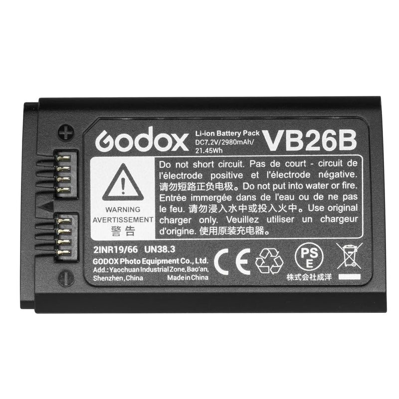 GODOX VB26B Lithium-Ion Battery Pack for V1 V860III V850III AD100PRO Camera Flash Speedlite (DC7.2V/2980mAh/21.45Wh)