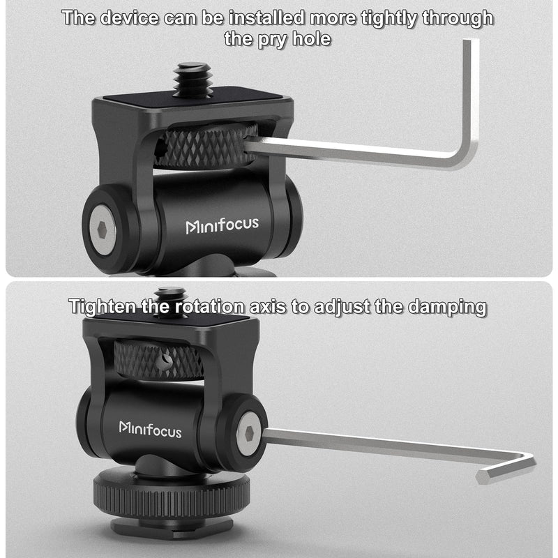 MINIFOCUS Camera Monitor Mount with Cold Shoe, 1/4" Screw for 5" & 7" Field Monitor, 160 Tilt Adjustable Holder for LED, Flash and Video Shooting Photography Accessories