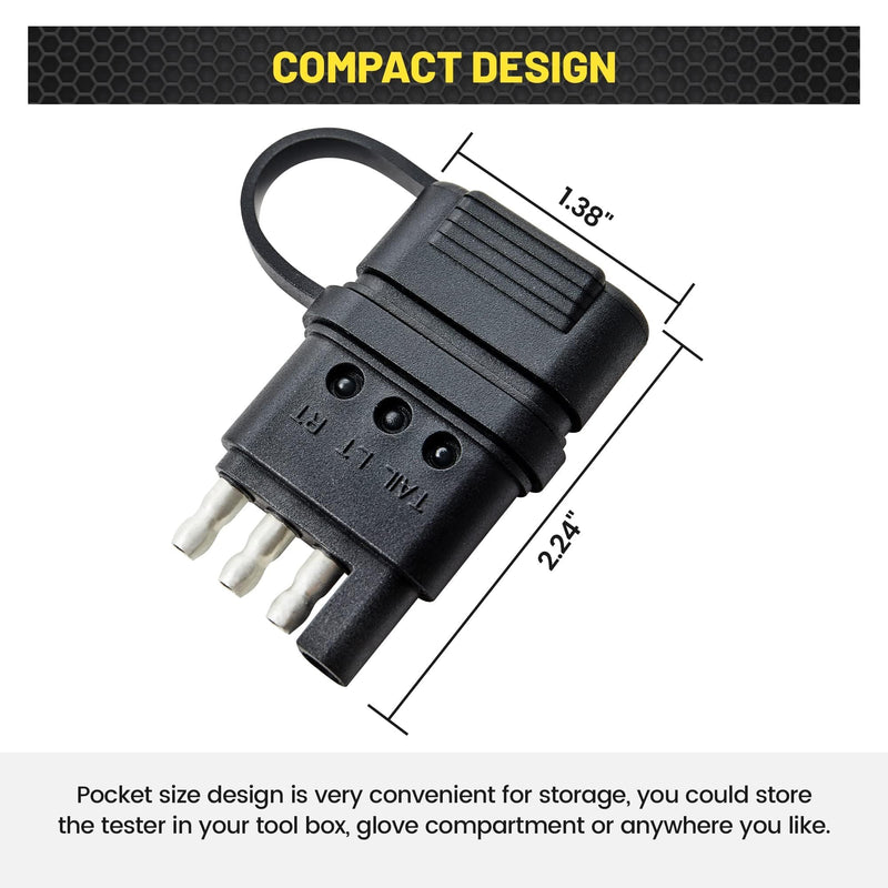 Oyviny 4-Way Flat Trailer Wiring Tester 4 Pin Male and Female Trailer Tester with Bright Indicators, Double End Design 4 Pin Trailer Light Tester for Turn Signal Tail Lights Trouble Shooter