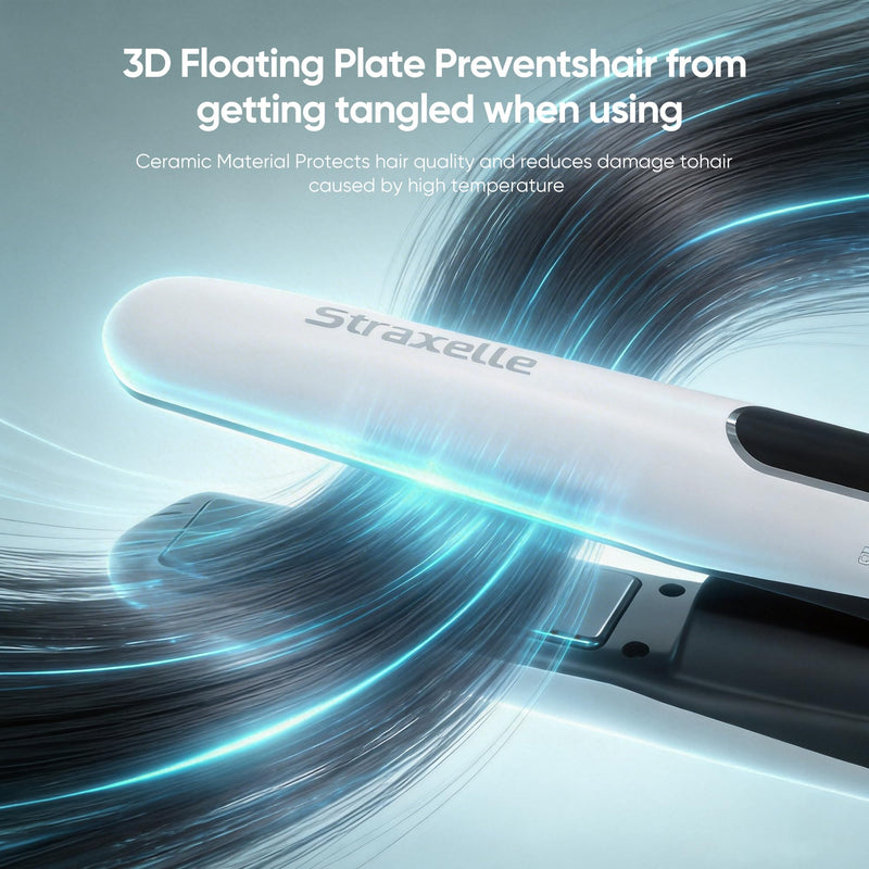 Mini Cordless Hair Straighteners and Curler,5000mAh Rechargeable Travel Straighteners Cordless with LED Display,2 in 1 Portable Flat Iron Hair Straightener 3 Temp Levels for Fine to Thick Hair(White) White