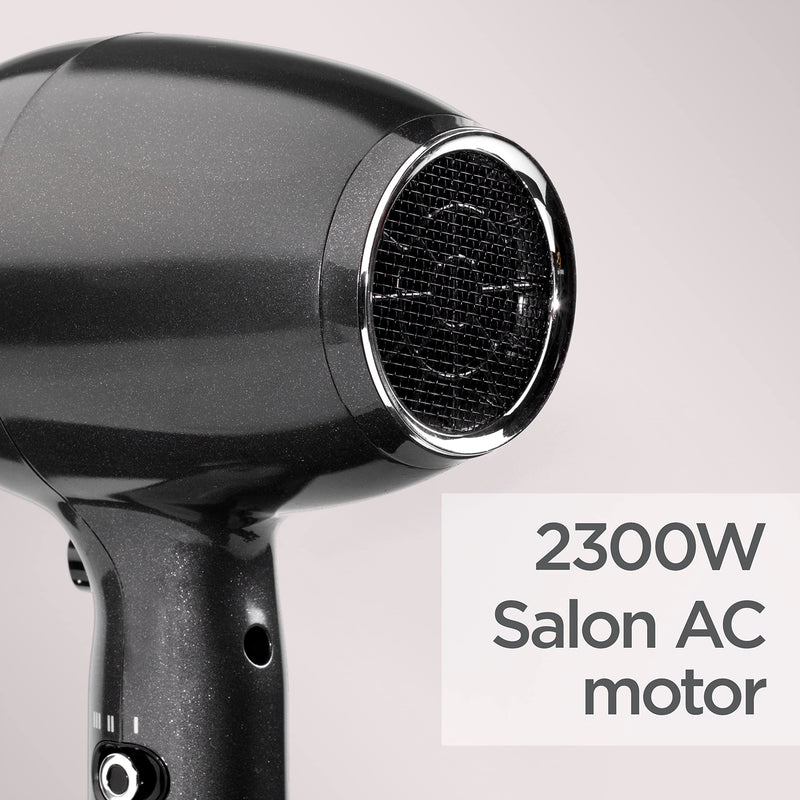 BaByliss Platinum Diamond Hair Dryer & Diffuser - Professional 2300W Blow Dryer with AC Motor, Ionic Frizz-Control, 3 Heat & 2 Speed Settings, Diamond, 6490DU