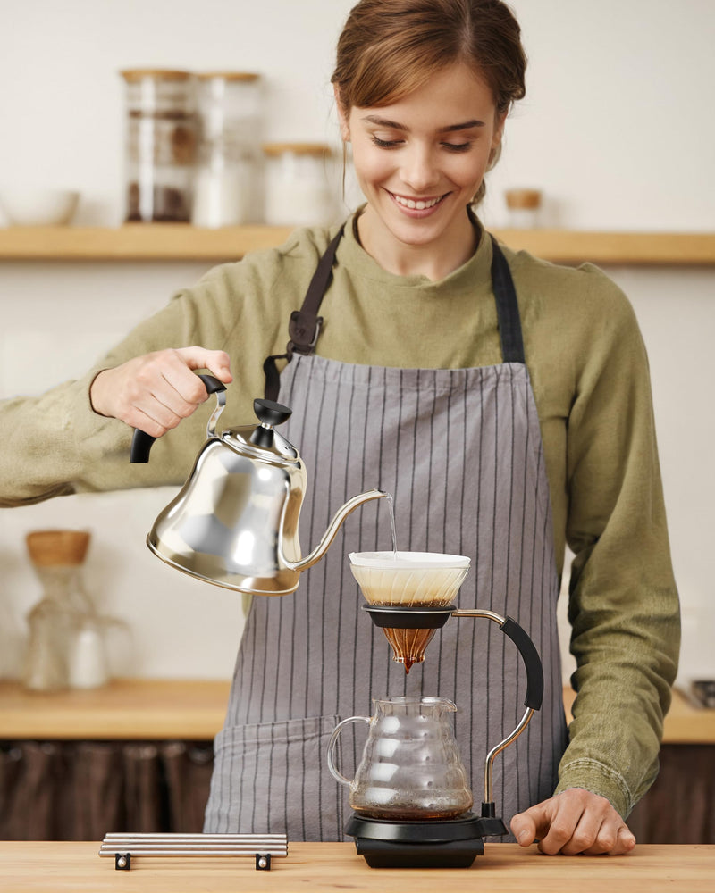 Tea Kettle for Stovetop, Gooseneck Pour Over, Flow Control, 28oz, Silver | Food Grade Stainless Steel，for Home & Kitchen, Precise Gooseneck Spout， Induction & Gas Applicable Mirror Silver
