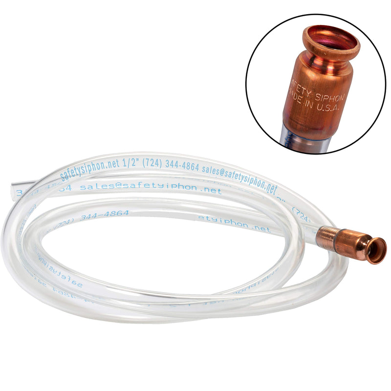 The Original Safety Siphon 6 Foot Hose For Gasoline And More - 1/2" Valve Siphon Pump - Use for Cars, Boats, Mowers - Self Priming Pump Transfers 3.5 Gallons per Minute - FDA Food Grade for Home Brews