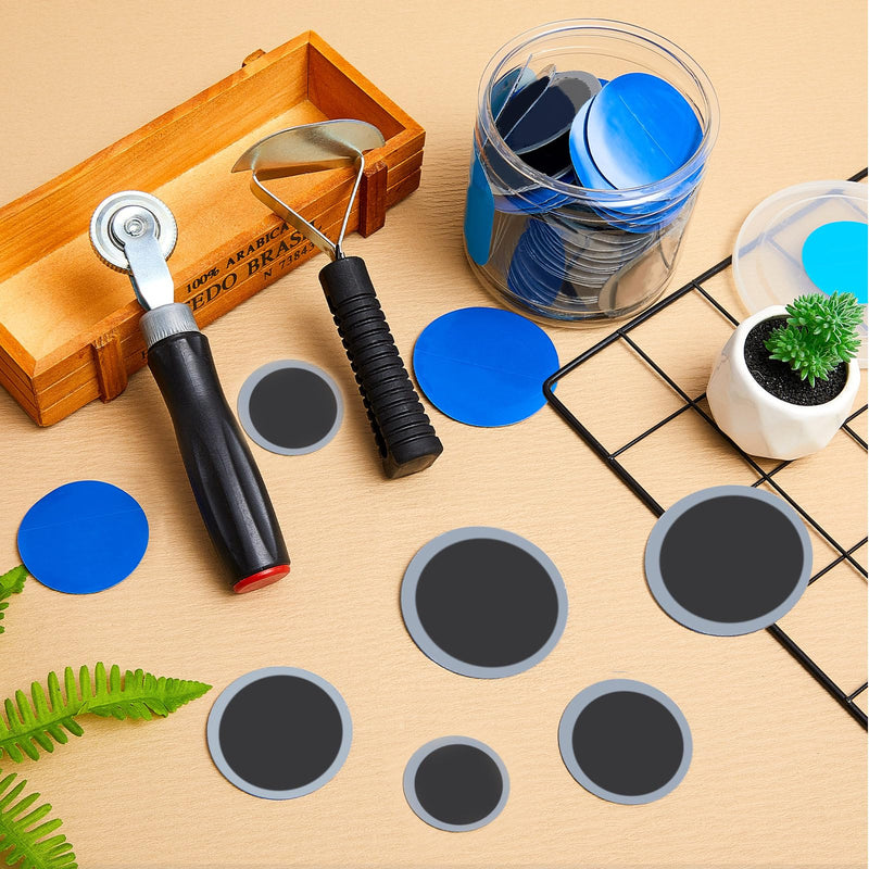 Tallew 50 Pcs Tire Patches 5 Sizes Rubber Radial Tire Repair Patch Plug Kit Emergency Repair Tool for Puncture Car Truck Bus Tractor Vehicle Motorcycle 32, 42, 58, 65x80, 85x120 mm