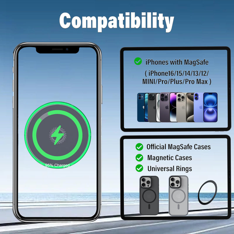 Car Phone Holder for 2023-2025 Land Rover Range Rover/Sport Accessories | 13.1-in Screen Clip-On MagSafe 15W Fast Wireless Charger Cell Phone Mount, 3D Fit Navigation 360° Rotatable Cradle Magsafe+ Wireless Charger
