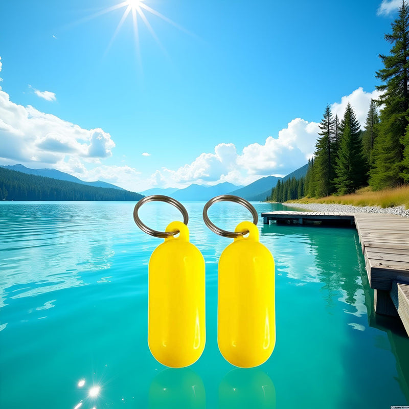 2 Pcs Yellow Floating Keychain Pills-Shape Float Key Rings for Boat Sailings Kayak Surfing Water Sports Floating Key Chain Sports Fan Key Chains Car Keychains Car Accessories, Sports Fan Key Chains
