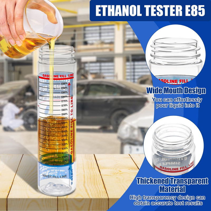 Windspeed 2 Pack e85 Ethanol Tester Bottle, E85 Fuel Gasoline Octane Level Tester with Wide Mouth and Bold Markings Design, Clear Results in Minutes