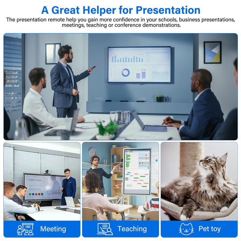 2-in-1 USB Type C Presentation Clicker, Wireless Presentation Clicker PowerPoint Presenter Remote with Volume Control, Powerpoint Clicker with Slide Advancer for Computer/Laptop/Mac A-F10 A-USB+TYPE-C