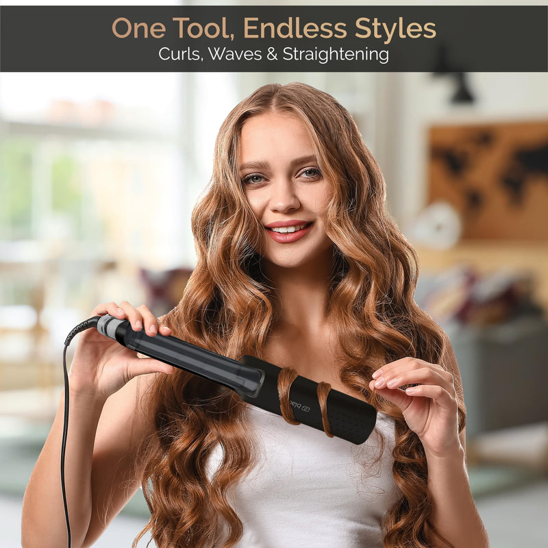 Golden Goods Professional Steam Hair Straightener, Flat Iron, LCD Display, Quick Heat-up, Black Edition