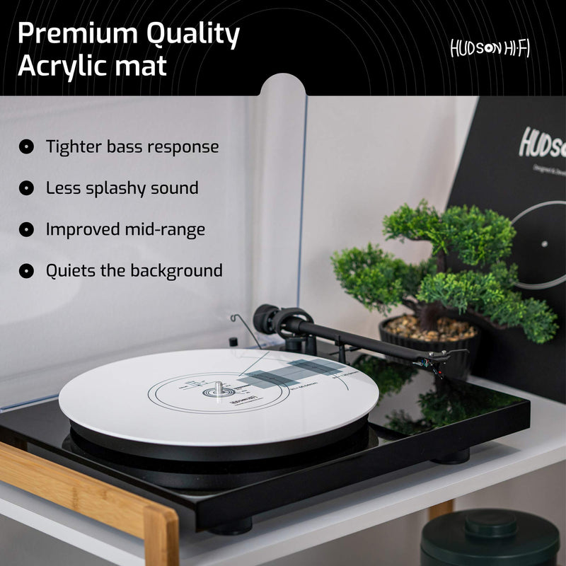 Hudson Hi-Fi Turntable Double Sided Cartridge Alignment Protractor Mat includes Stroboscope Side Protractor – Strobe
