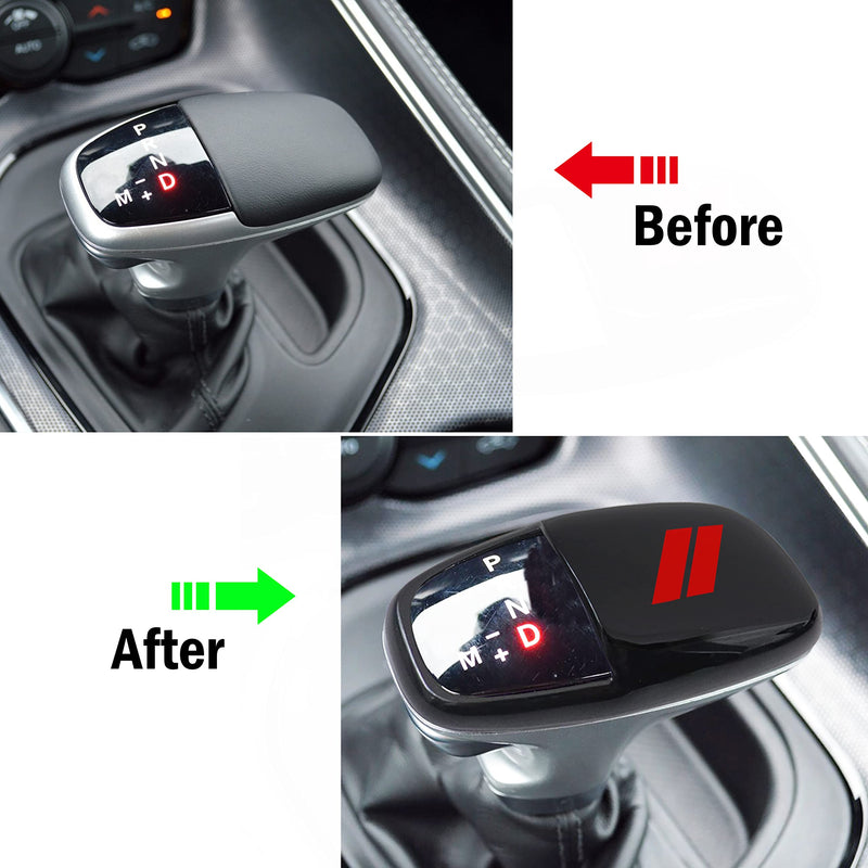 SENSHINE Gear Shift Knob Head Cover for Dodge Charger Accessories 2015-2023 Challenger 2015-2024 Durango 2016-2025 ABS Interior Shell Insert Decoration Protector Gear Shifter Cover (Red Trim) Red