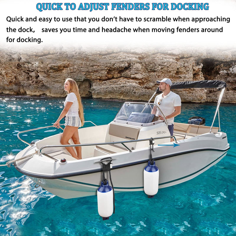Huntury Boat Fender Hanger, Boat Rail and Cleat Fender Clips, Quick Connect and Release Fender Lines, Boat Bumper Adjuster Pack Of 2