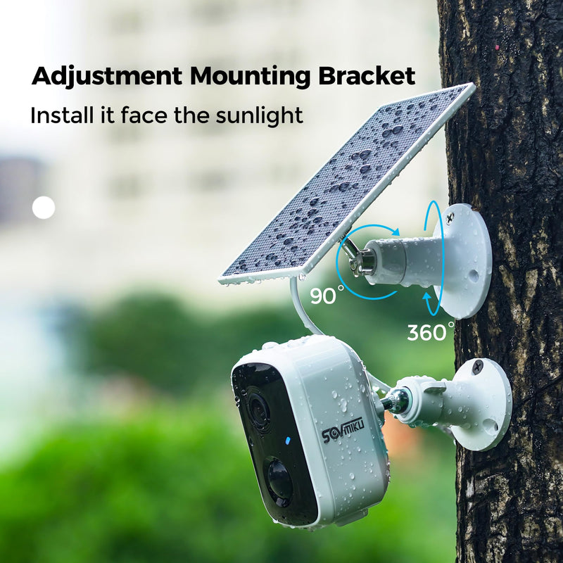 Sovmiku 5W 5V Solar Panel for Security Cameras, 23% Energy Conversion Rate,9.8Ft Cable, Type-C & Micro-USB inteface Compatible,Weather Resistant, 360° Adjustable Bracket, Continuous Power Supply USB-C & Micro_USB 1 Pack